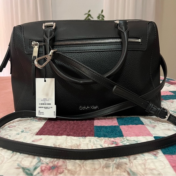 CALVIN KLEIN BLACK SILVER HANDBAG - Picture 1 of 8